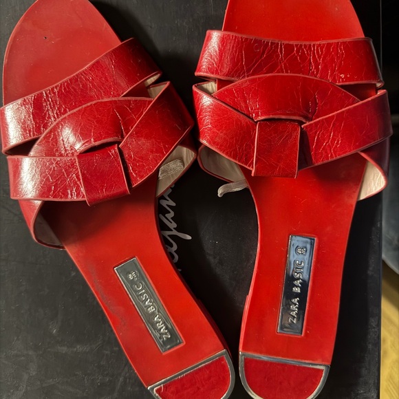 Zara Bold Red Women's Sandals - Picture 1 of 2